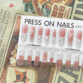 Set of 40 small floral prefabricated nail tips with long ladder velvet seal layer in white, displayed on a flat surface