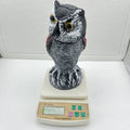 Artificial plastic owl bird scare ornament with moveable head for outdoor garden pest control