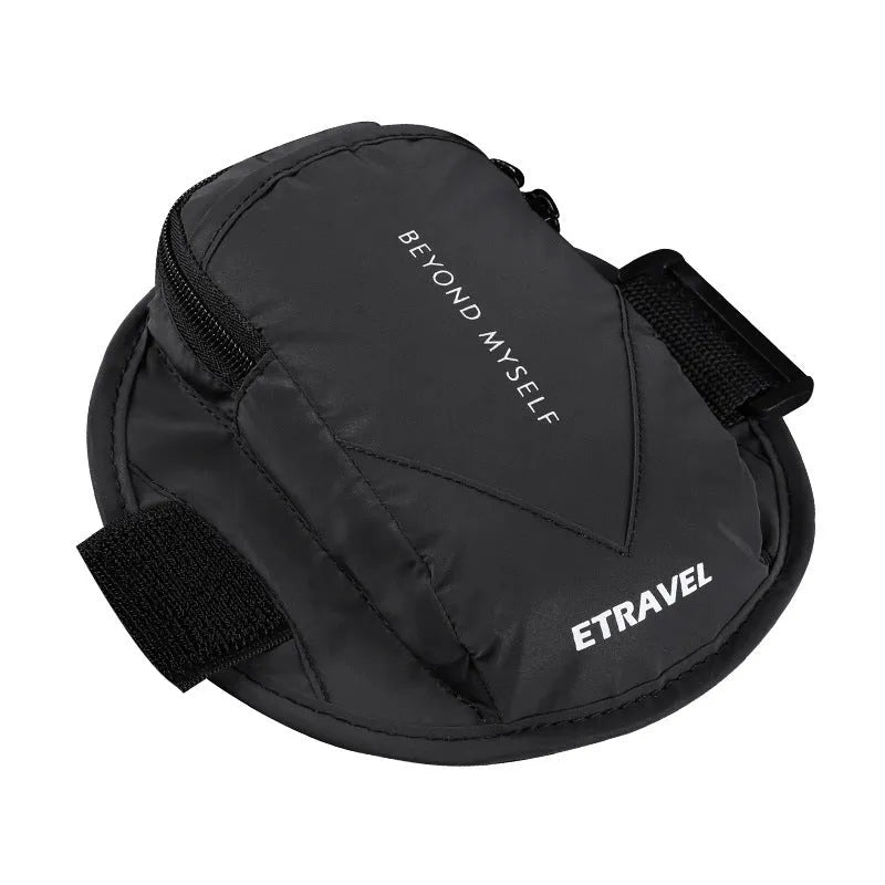 Lightweight reflective running arm bag worn on arm with 7-inch capacity for outdoor sports.