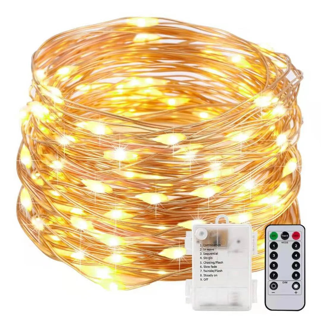 12-metre copper wire USB string lights with 120 LED bulbs in multiple colour options.
