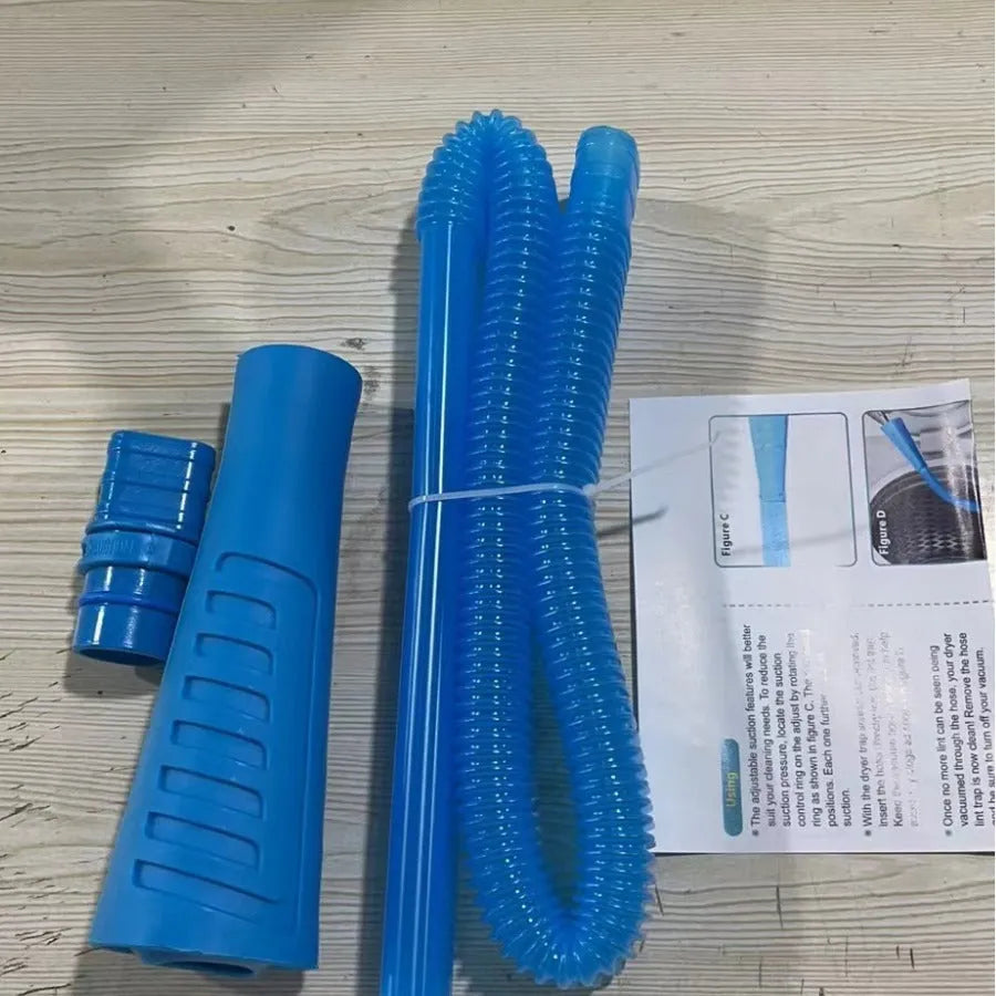 Blue suction pipe appliance cleaning tool with round head, 114cm length, includes three blue opp bags