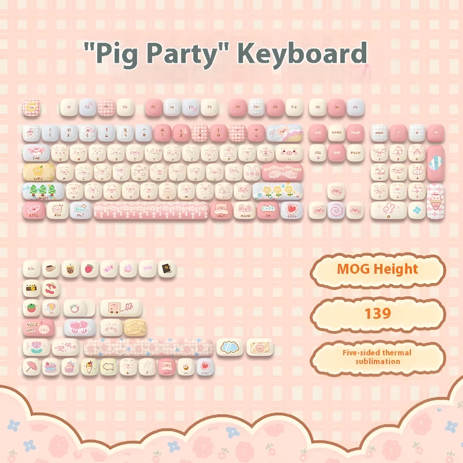 Full set of XDA profile cartoon-themed keycaps for mechanical keyboard customisation