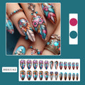 European and American retro colour feather nail armour kit with patterned designs and jelly glue burnishing sticks