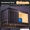 Gentleman grey bed curtains with integrated mosquito net for 0.9m single beds