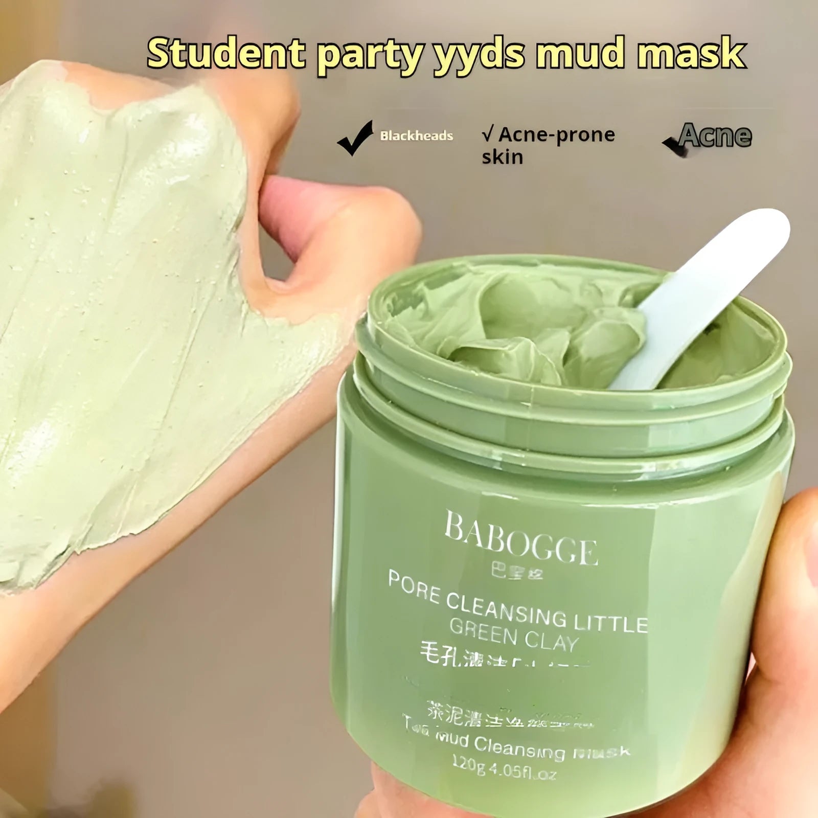 120g clay facial mask jar with daub applicator for non-pulling deep cleansing