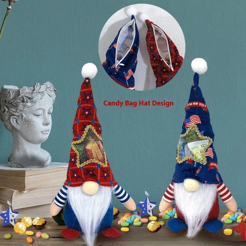 Two matching faceless baby doll Rudolf Christmas ornaments made from red and white cloth fabric