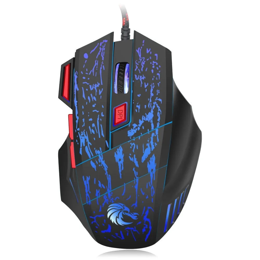 Water crack colourful luminous wired gaming mouse with ergonomic design and USB cable