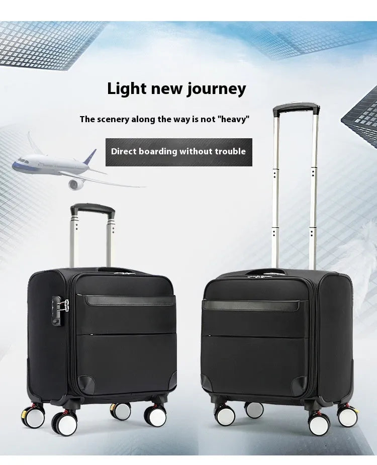Black Oxford cloth 18-inch business travel luggage with universal wheels