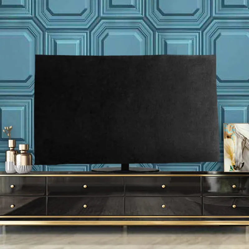 Velvet fabric LCD TV cover in multiple colours and sizes for dust protection.