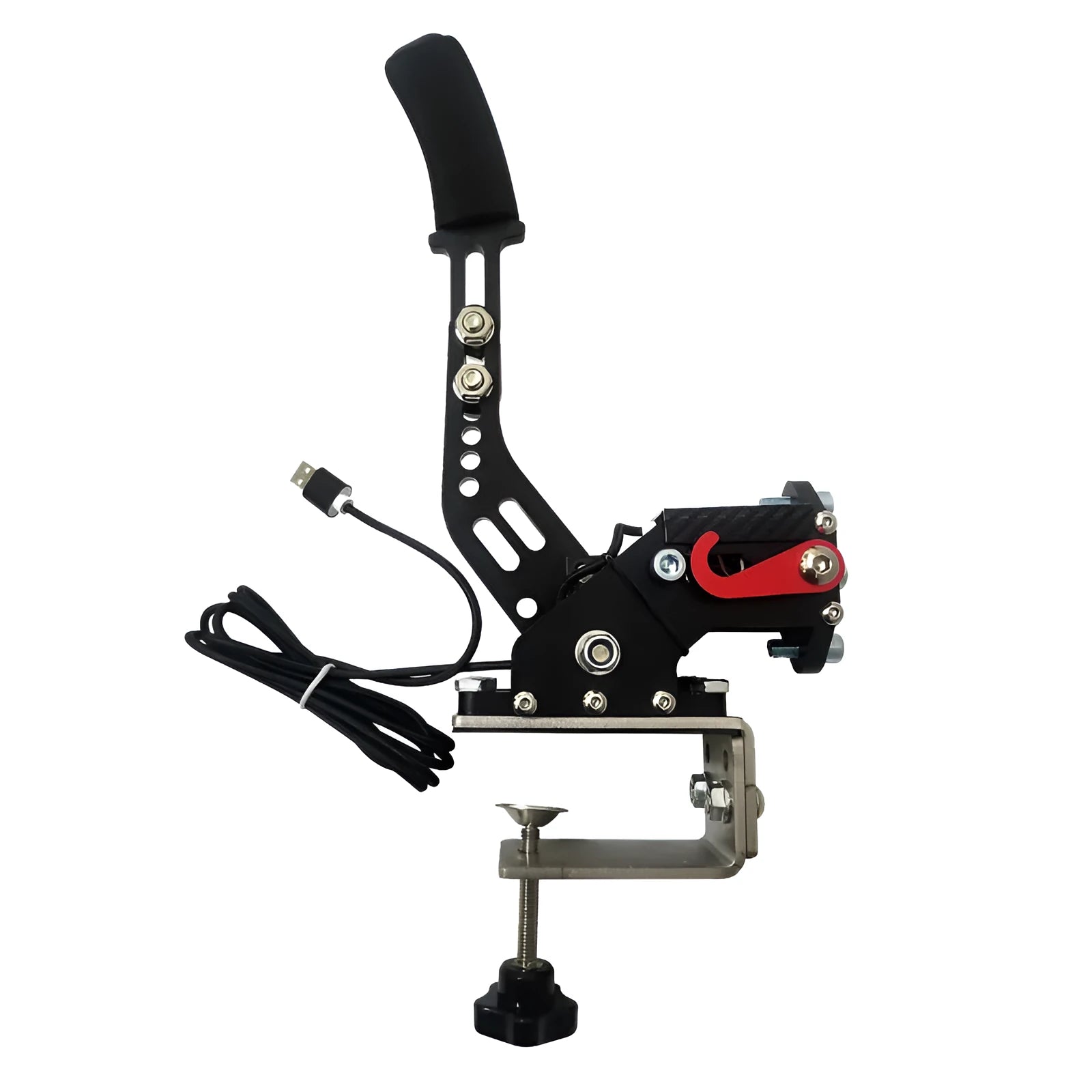Black drift racing handbrake controller with clamp mount for Logitech and Thrustmaster racing wheels