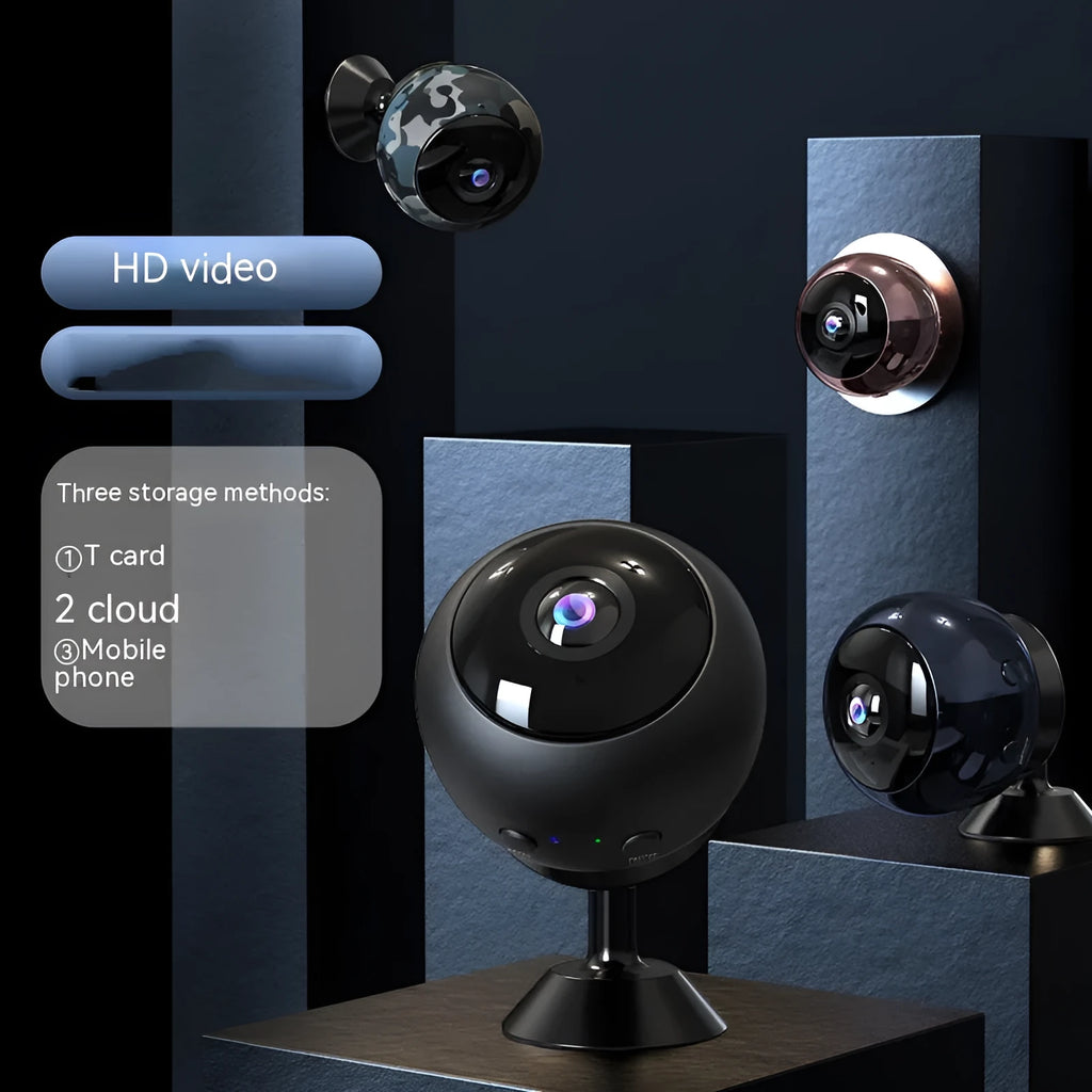 Wireless WiFi surveillance camera with 1080p resolution and ABS plastic housing for indoor security monitoring