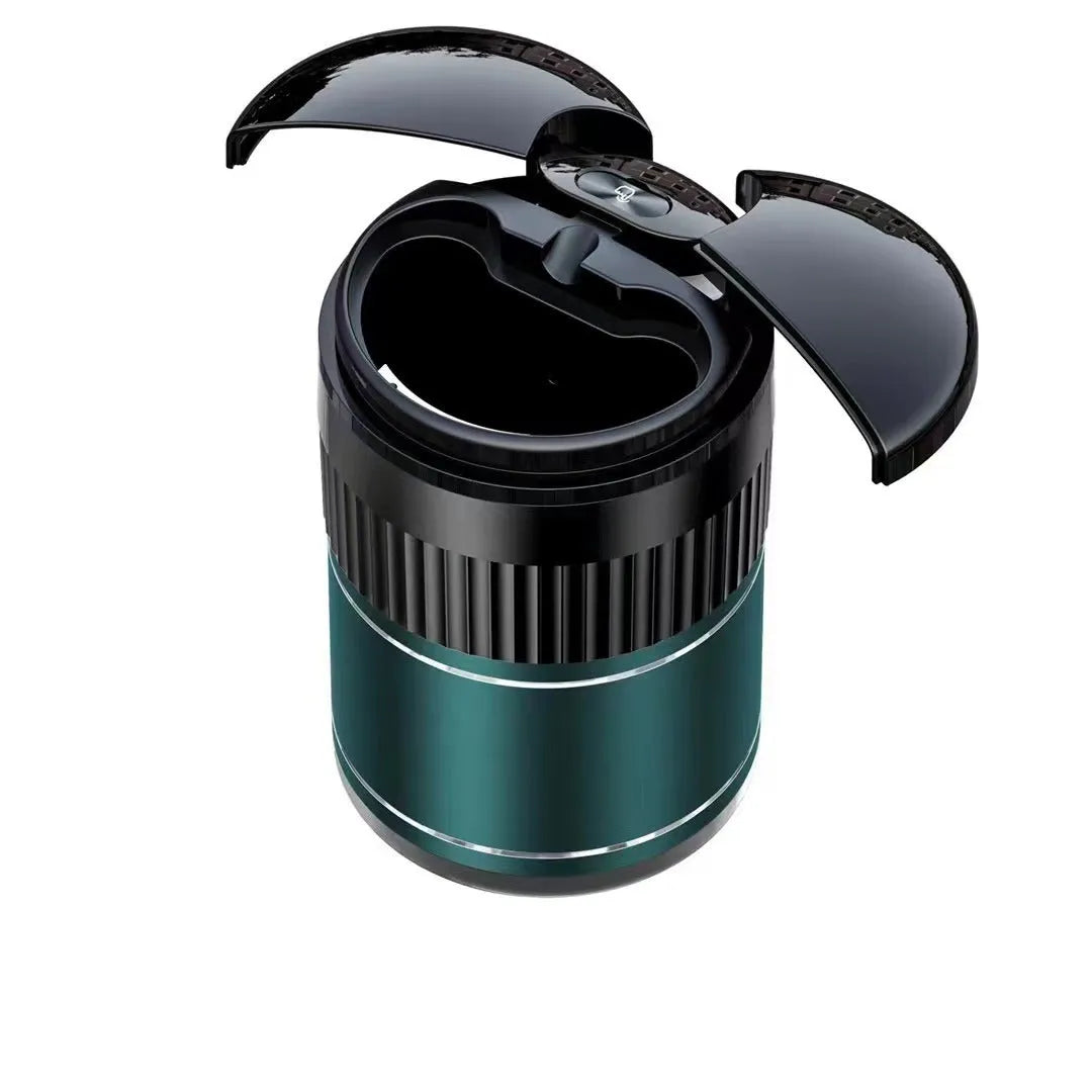 Metal smart infrared car ashtray with automatic sensing and touch lid in black colour