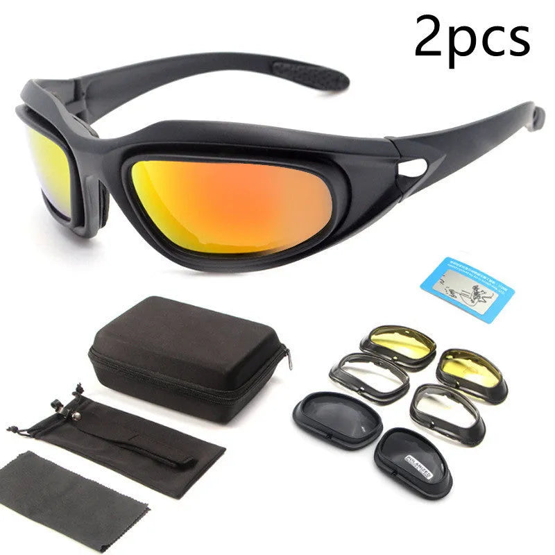 Tactical sports sunglasses with polarised lenses for outdoor cycling