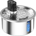 White stainless steel pet water fountain with constant temperature heating base for dogs and cats