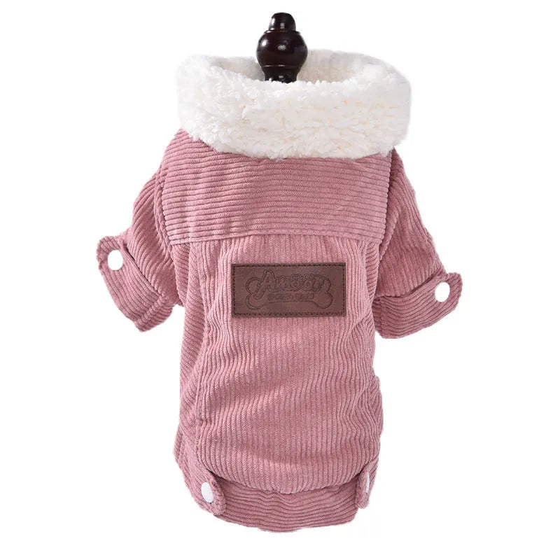 Lambswool grey fleece lined padded vest for dogs on a white background.