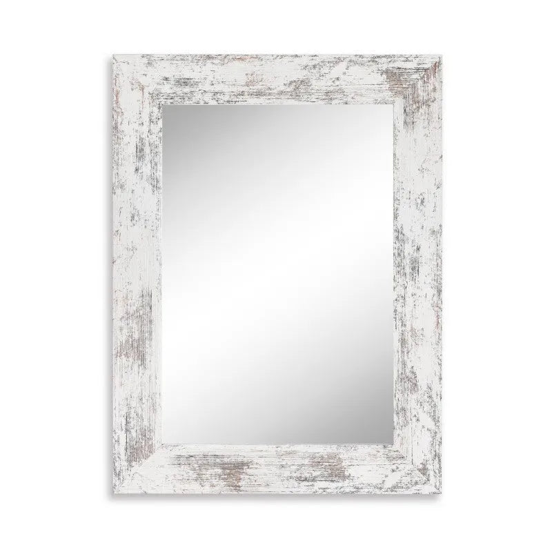 White wall-mounted pastoral style bathroom mirror with retro Chinese design elements