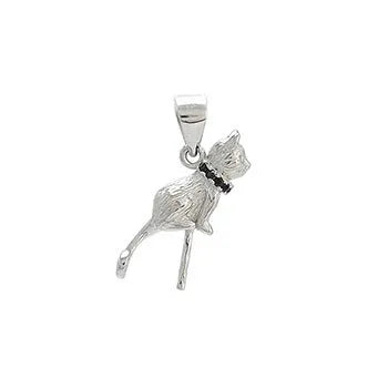 925 sterling silver cat pendant necklace with electroplated finish in clavicle length