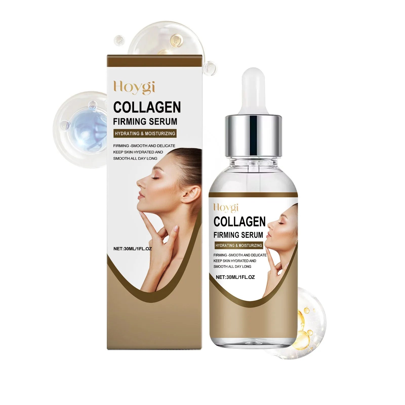 30ml collagen firming care solution tube with hyaluronic acid measuring 10.3cm tall