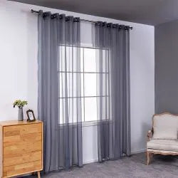 Modern simple black cotton linen blend vertical curtain measuring 150cm by 250cm