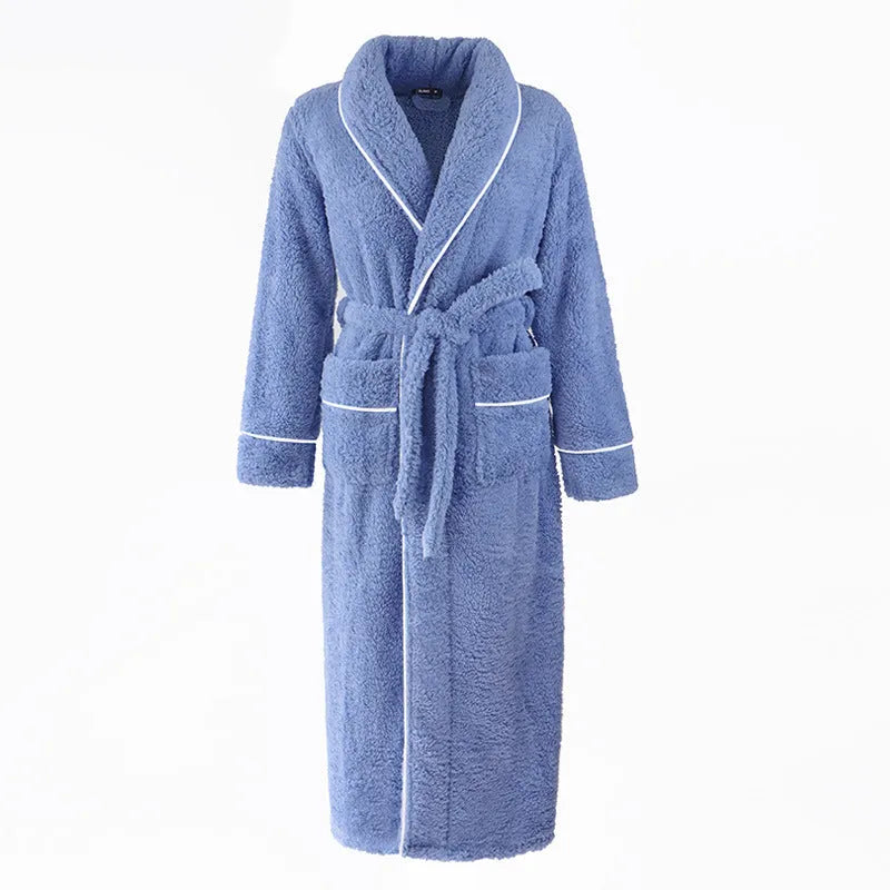 Plus size thickened flannel bathrobe for couples in winter with super thick 301-350 gsm fabric