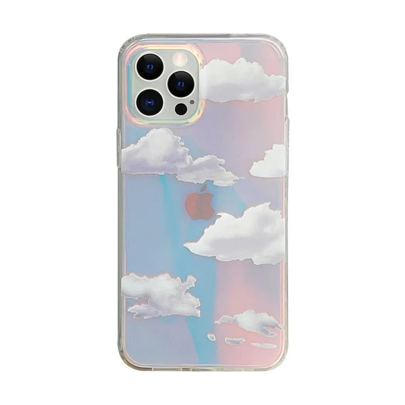 Transparent silicone phone case with laser cloud pattern for iPhone 14 Pro Max