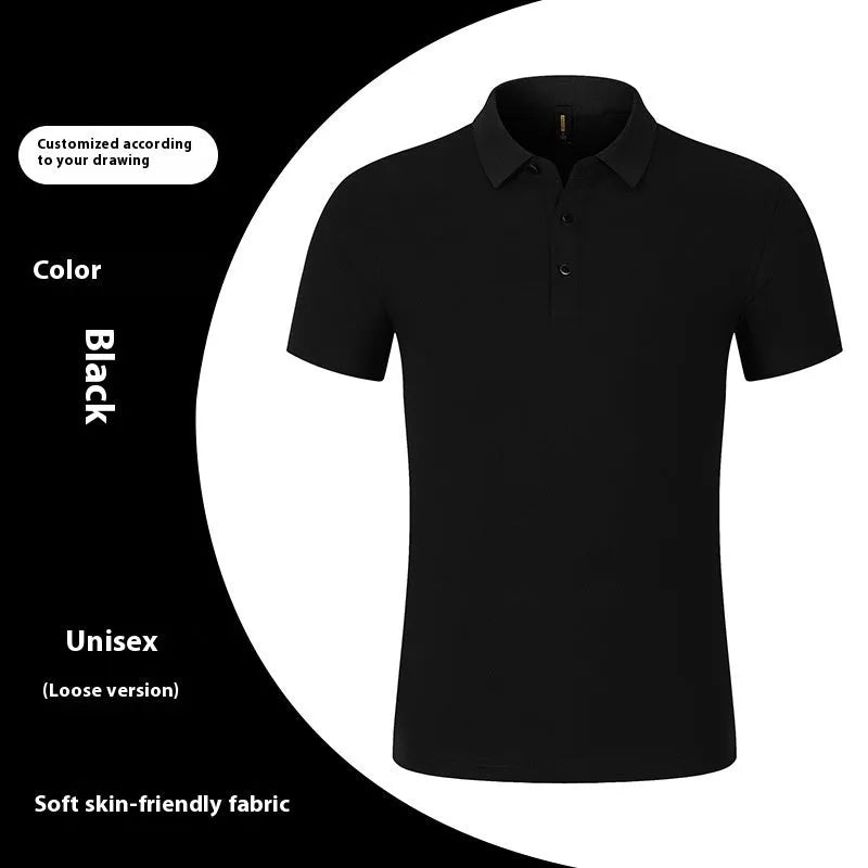 Cotton short-sleeved business polo shirt in solid colour, regular fit, available in black white dark gray navy blue red light blue sizes M to 4XL