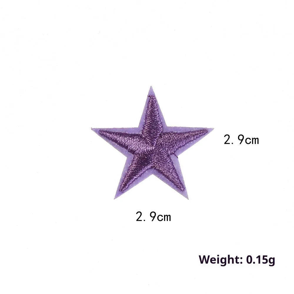 Colourful five-pointed star cloth embroidery stickers for DIY clothing decoration and craft projects
