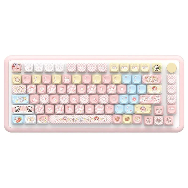 Doll themed mechanical keyboard keycap set with 112 keys showing colourful character artwork