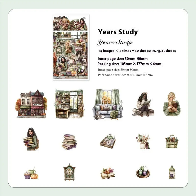 Retro Life Landscape series stickers in PET material with printed vintage designs for journal decoration