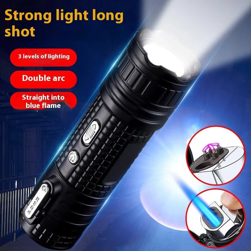 TH727 multi-functional waterproof flashlight lighter in metal construction with colour options