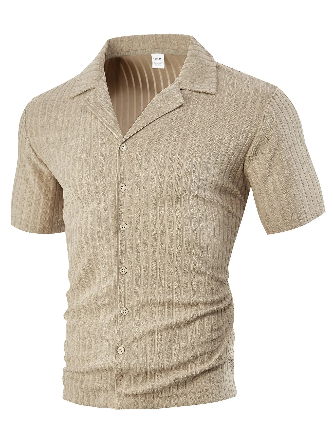 Men's loose casual cardigan short sleeve lapel top in polyester fabric 30 count available in six colours