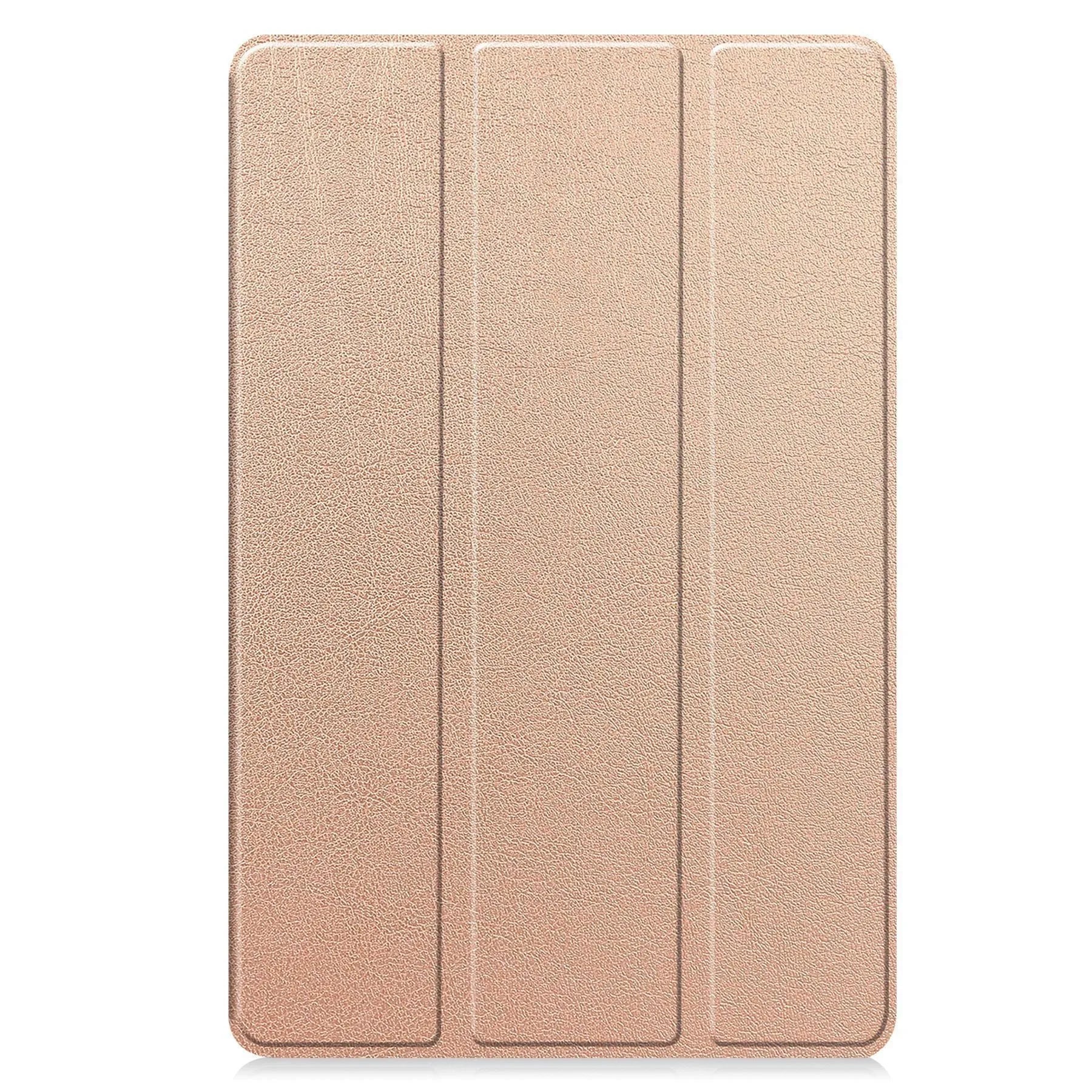 Samsung Tab S10 FE Plus 13.1-inch leather case in tri-fold stand position showing PC hard shell.