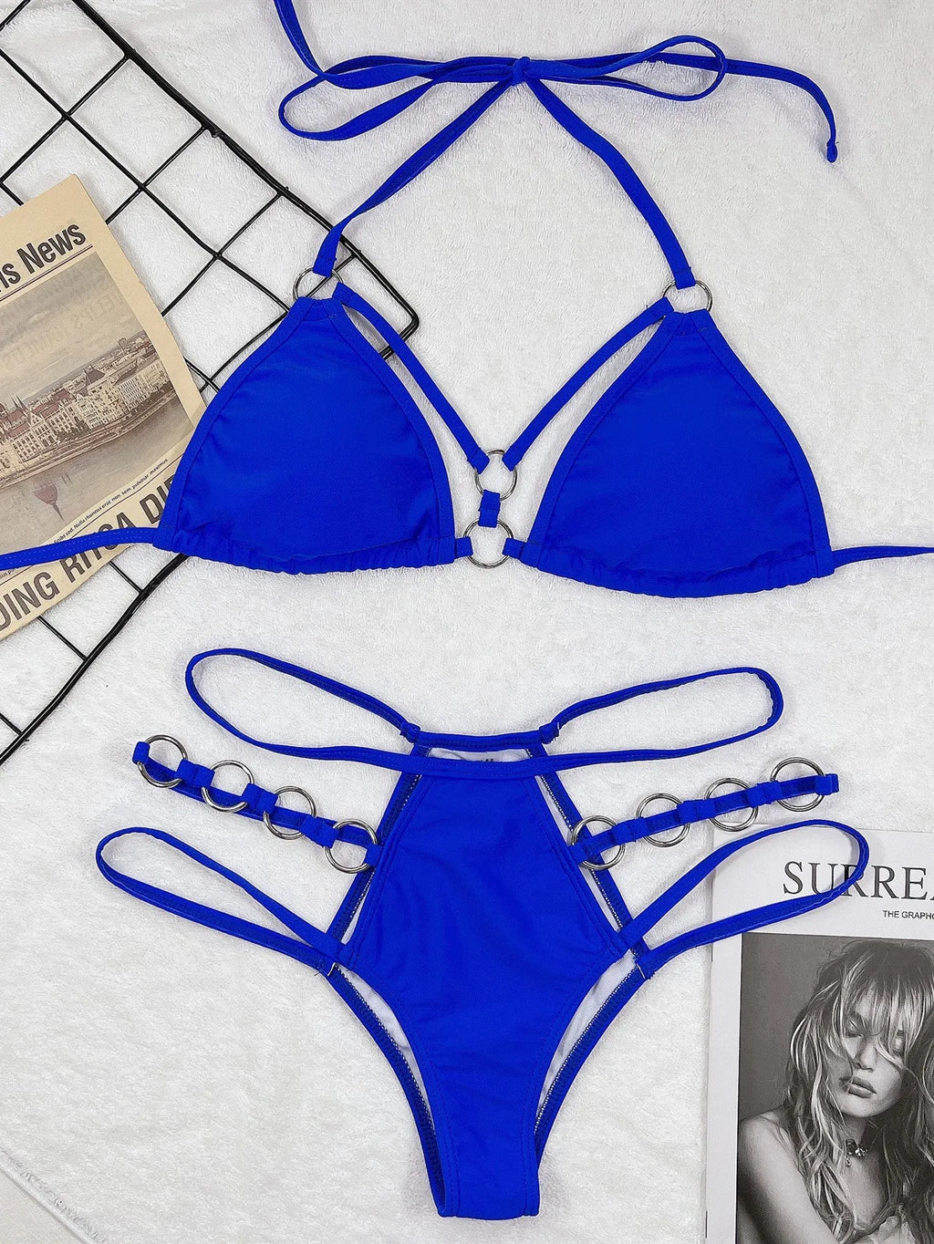 Women's separated nylon bikini set with shorts in multiple colour options