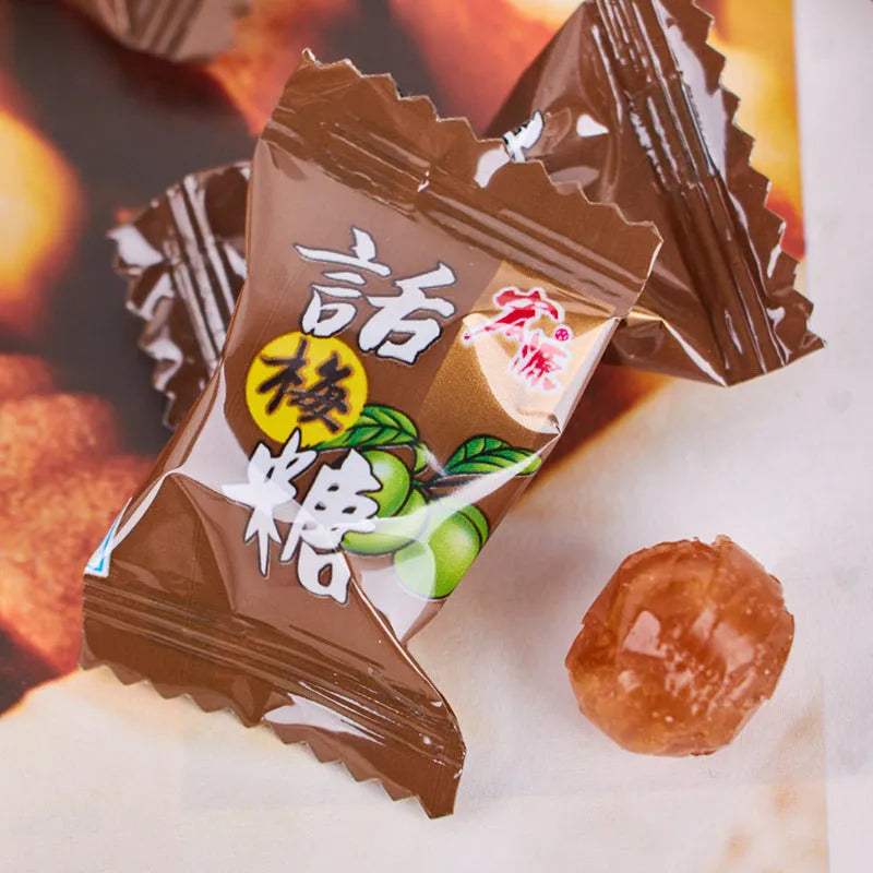 Three bags of hard candy: guava flavour (350g), plum sugar (350g), and tangerine peel (355g).