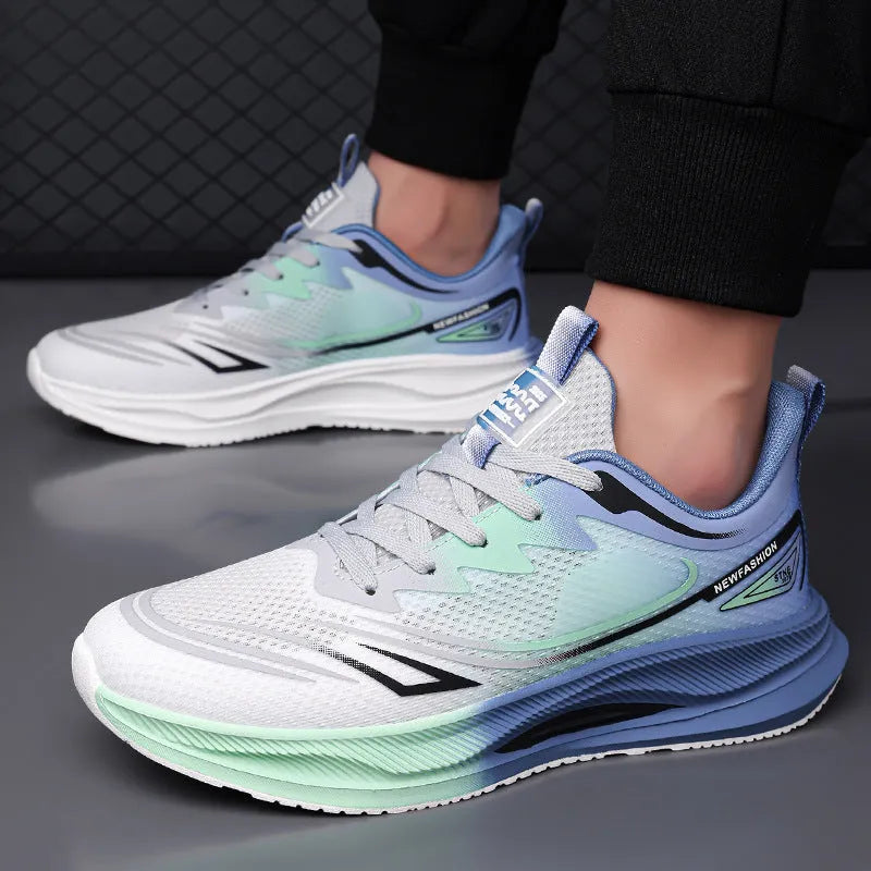Men's low-top casual shoes in breathable mesh with a round toe and non-slip rubber sole.