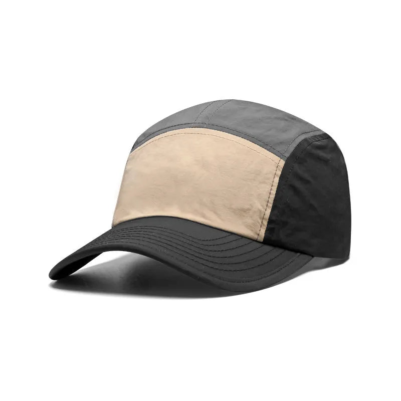 Men's cotton-polyester baseball cap with curved brim and five-piece colour matching design in multiple colour options