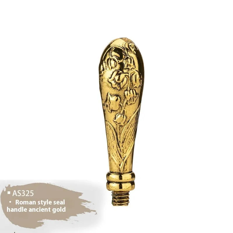 Wooden wax seal handle with decorative metal component in antique silver finish