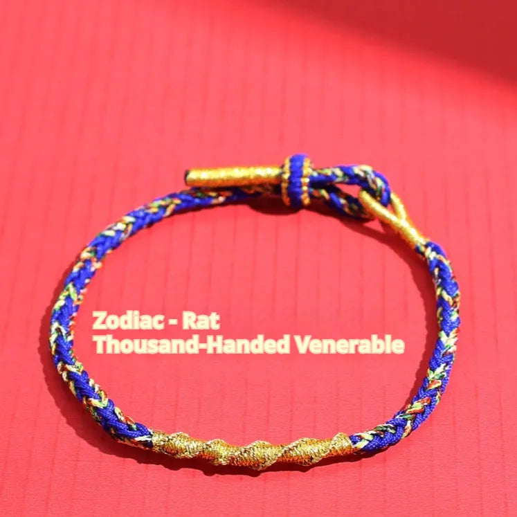 Hand-woven eight-strand colourful guard strap with flexible wire showing zodiac colour options