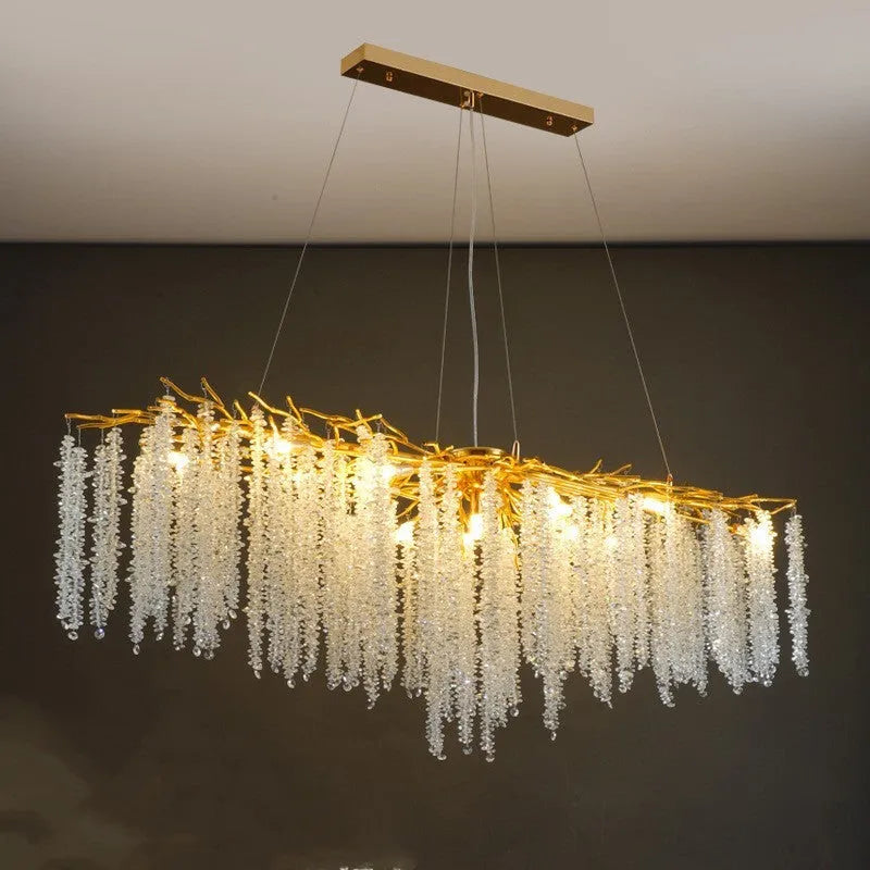 Crystal chandelier light with adjustable suspension and aluminium alloy body