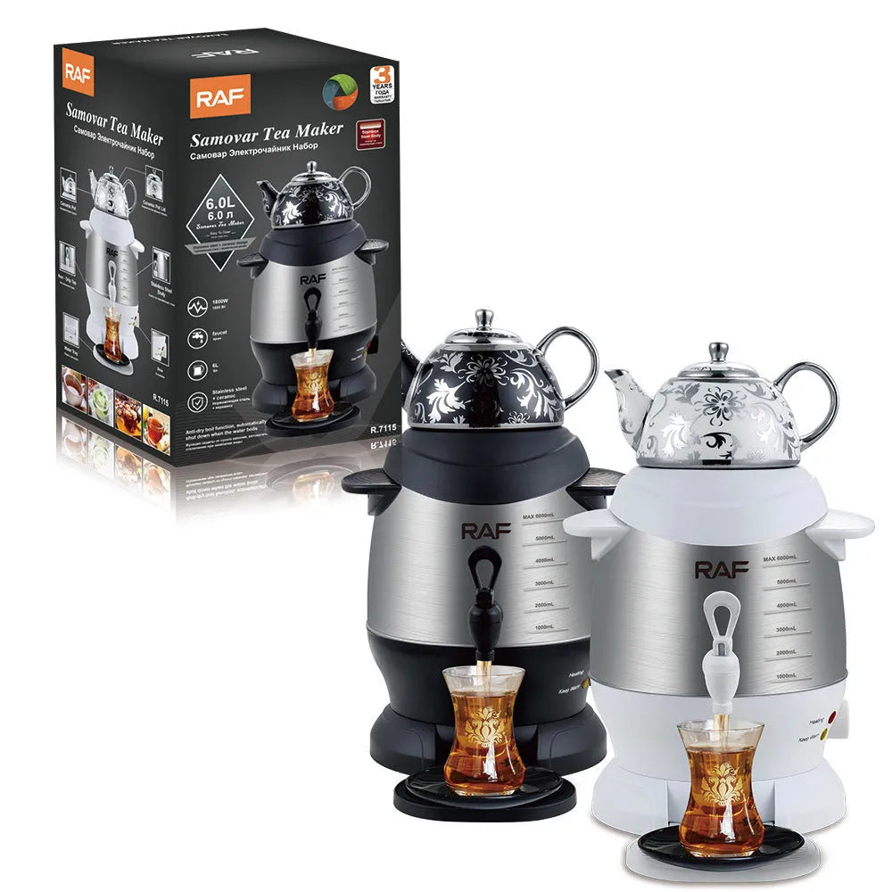 Double-layer large capacity thermal stainless steel kettle 6L in black or white