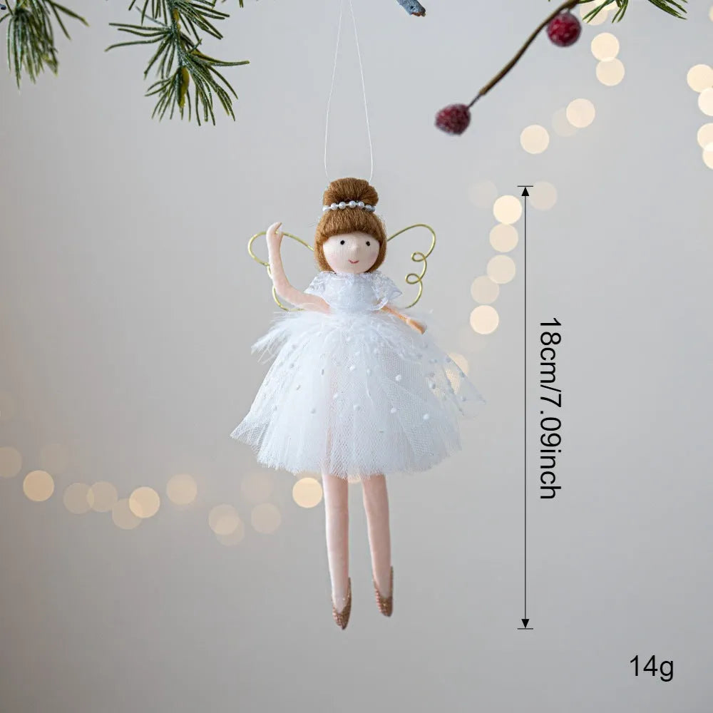 Pink and white cloth ballet girl angel plush doll pendant for decorative display