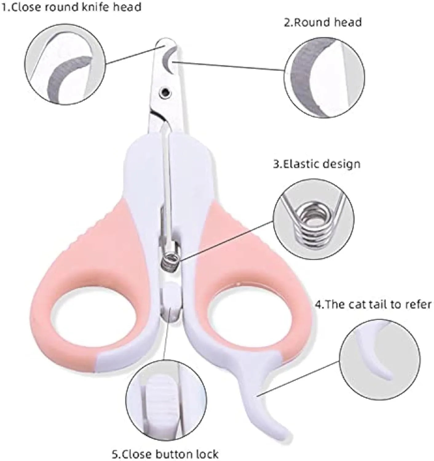 Grey and pink angled cat nail clippers with safety lock and rubberised handles.