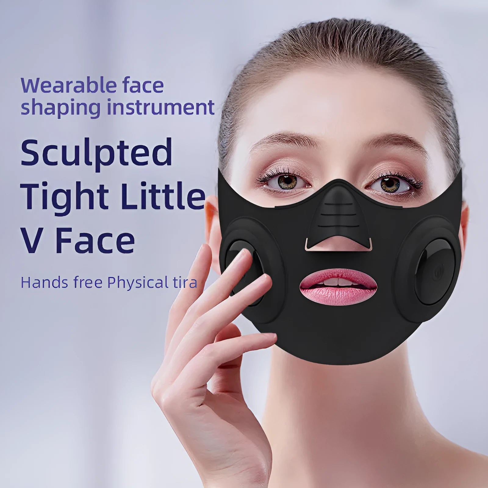Black photon facial mask beauty device with USB connection cable and adjustable settings