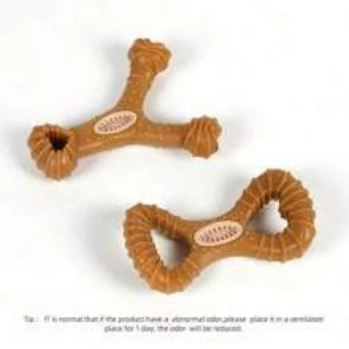 Natural rubber dog chew bone toy in Y-shape and 8-shape designs for teeth cleaning
