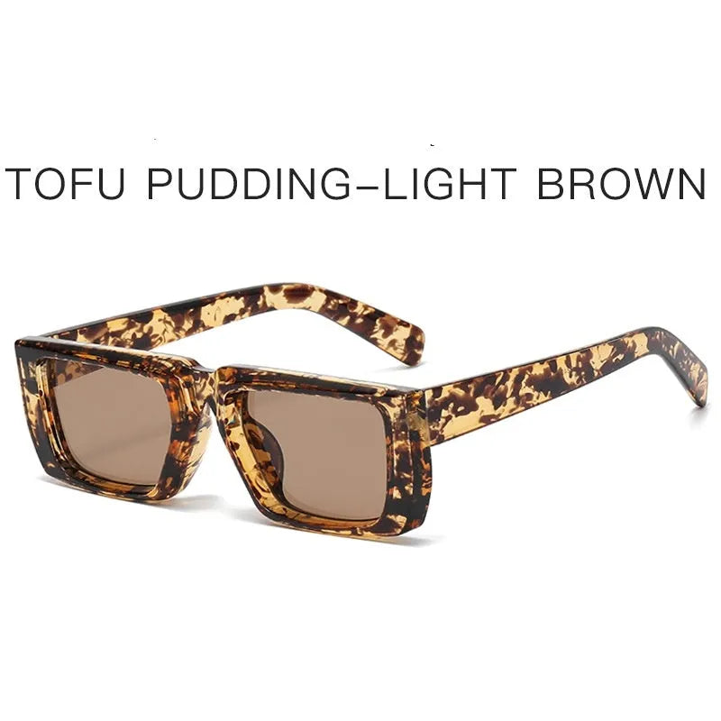 Y2K style sunglasses with UV400 protection in multiple colour combinations including black, grey, and transparent frames