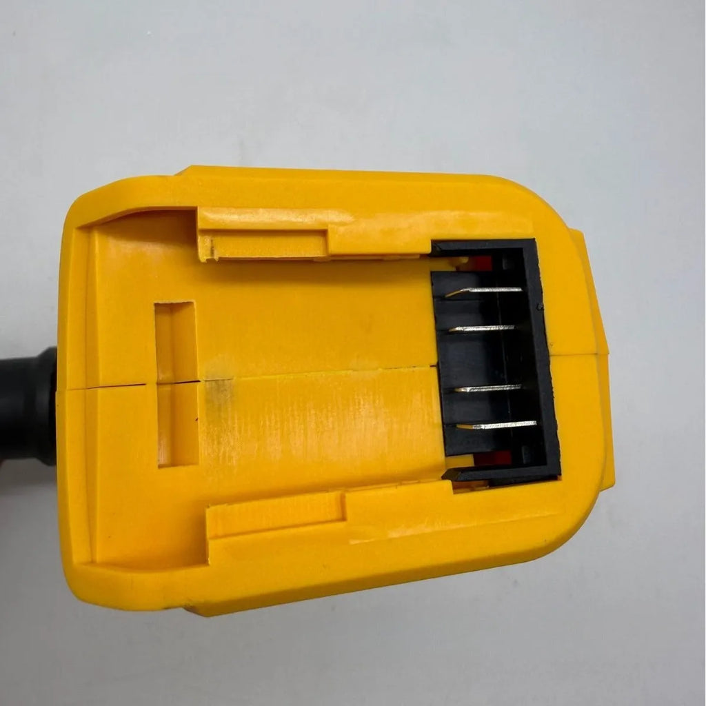 Handheld cordless lithium battery air exhauster with bare metal head for dust blowing and snow removal.
