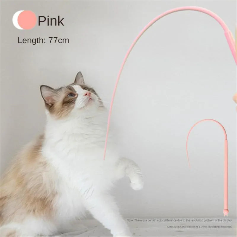 Blue simulated mouse tail cat teaser toy with silicone long tail measuring 80cm