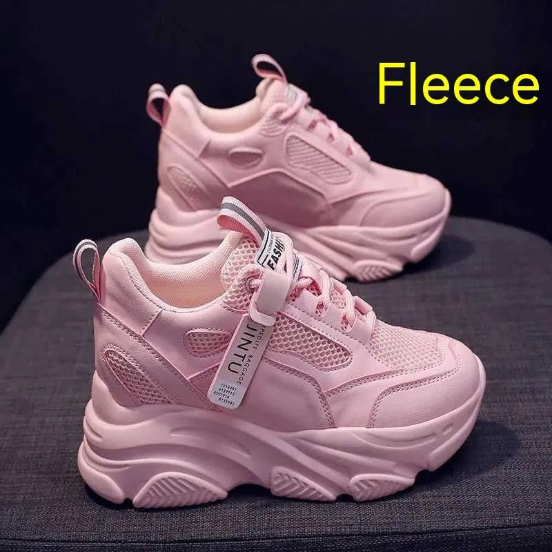 Women's casual platform shoes with mesh upper, TPR sole, and hollow-out toe holder design