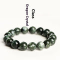 Green dragon crystal bracelet with 8-9mm round beads featuring geometric and Ruyi designs