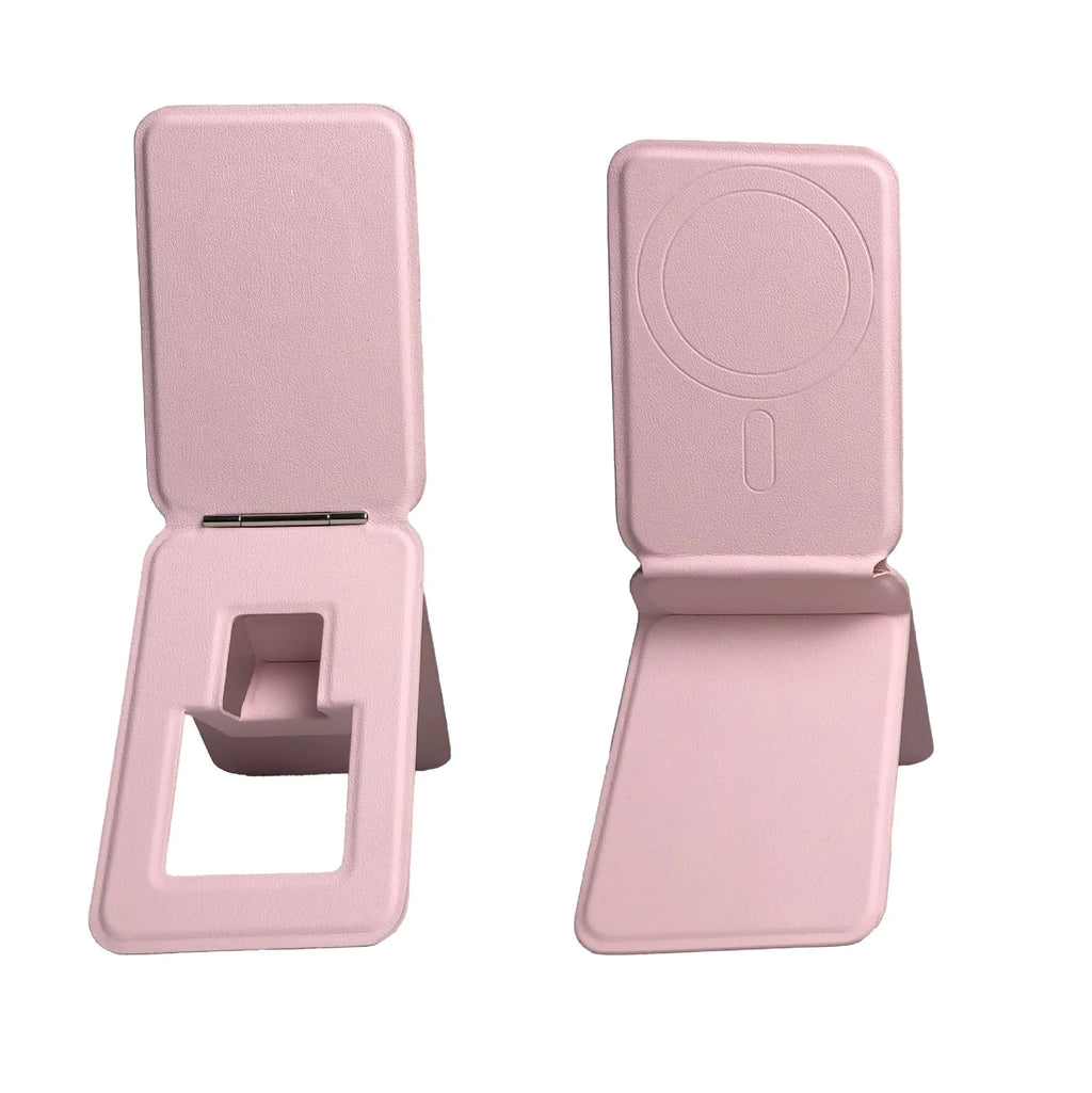 Genuine leather phone back sticker with magnetic three-fold card bag for iPhone in black